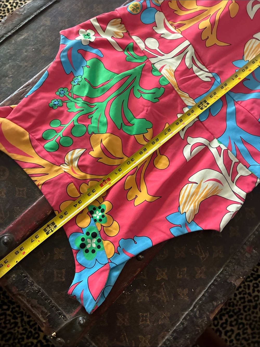 J. McLaughlin Bold Pink Floral Sundress with Green Accents - Picture 7 of 10